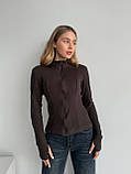 Тепла коричнева жіноча обтисла кофта на змійці з тонкого флісу, фото 8