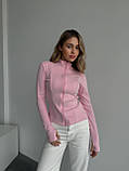 Тепла рожева жіноча обтисла кофта на змійці з тонкого флісу, фото 7