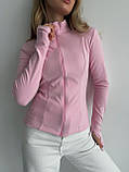 Тепла рожева жіноча обтисла кофта на змійці з тонкого флісу, фото 10