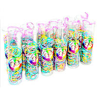 Силіконові резинки для волосся Різнокольорові 0308-587-2 в тубі, 12 шт