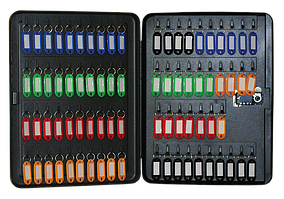 Бокс для ключів на 77 секцій, з брелоками, з кодовим замком, сталевий, чорний