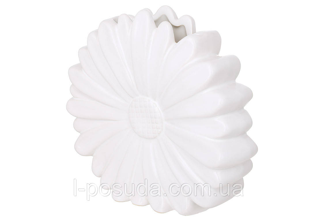 Ваза керамічна Хризантема біла 17×4,5×16,5 см, фото 1