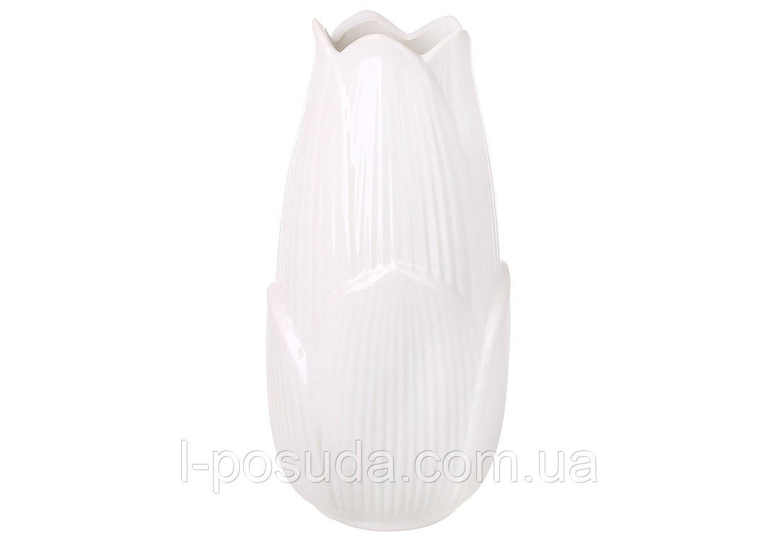 Біла керамічна ваза Leaf 20 см для квітів, фото 1