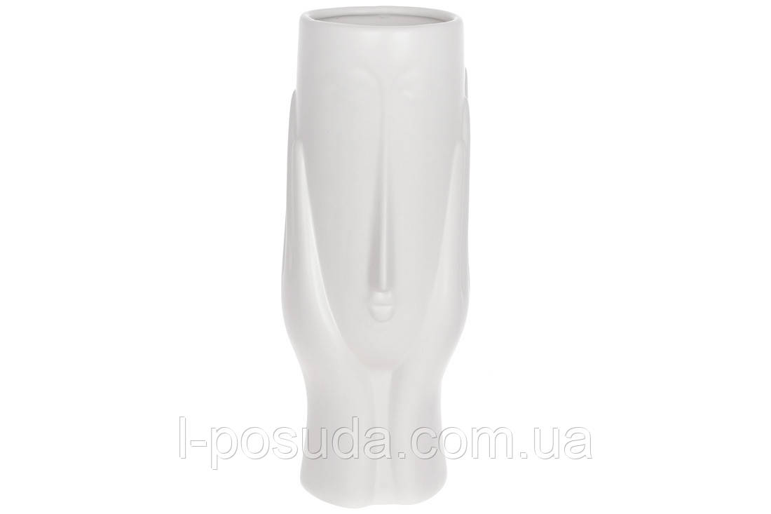 Керамічна ваза Face 30 см біла матова, фото 1