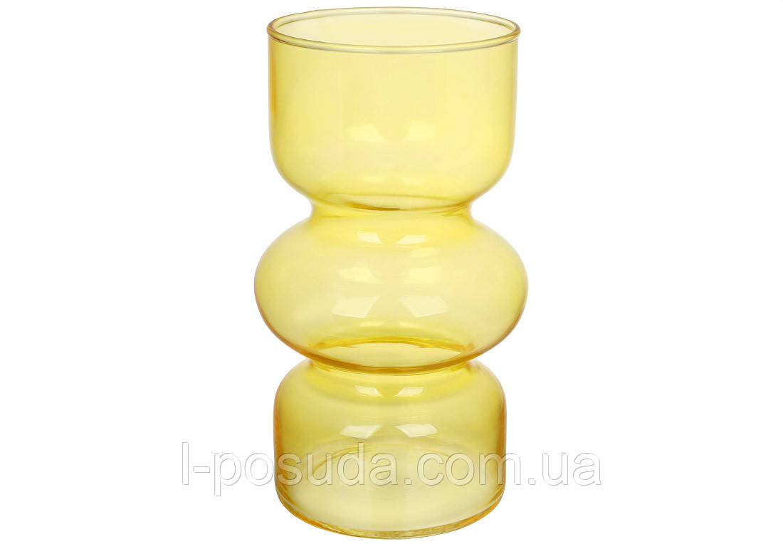 Скляна ваза Ретро жовта D10 H18 см, фото 1