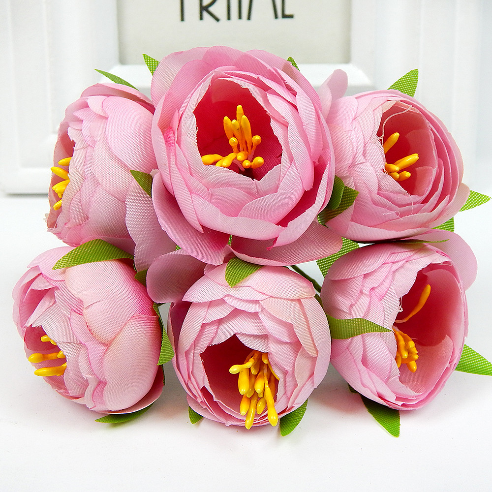 Букетик півонії з тичинками 4 см, світло-рожевий