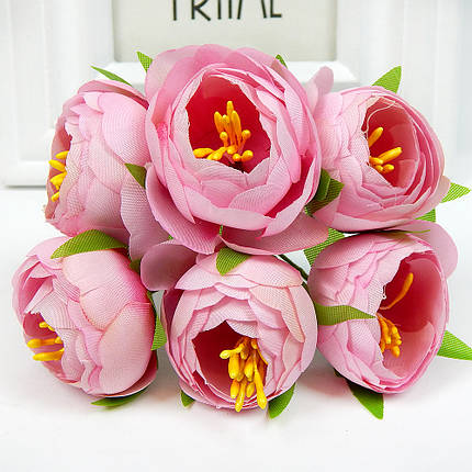Букетик півонії з тичинками 4 см, світло-рожевий, фото 1