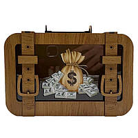 Дерев'яна скарбничка валіза "Долар" 3240-15-003 розмір 24х17 см