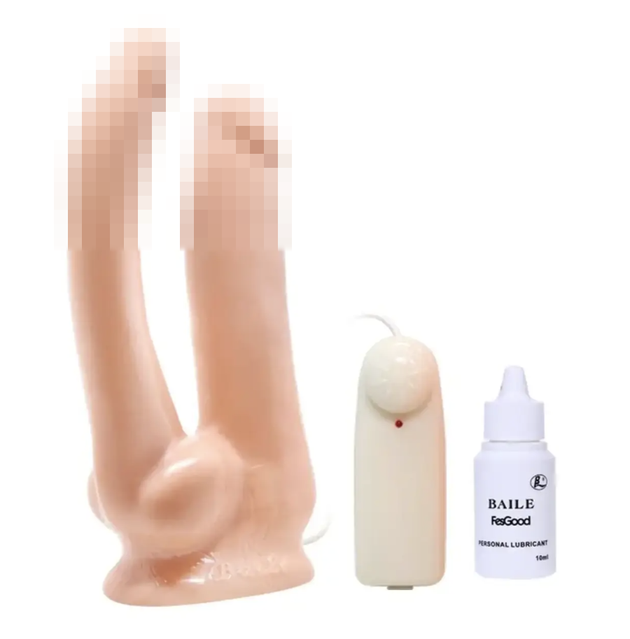 Подвійний вібратор BAILE – BRAVE HERWITH TWO CUNS, 20х3,6 см., фото 1