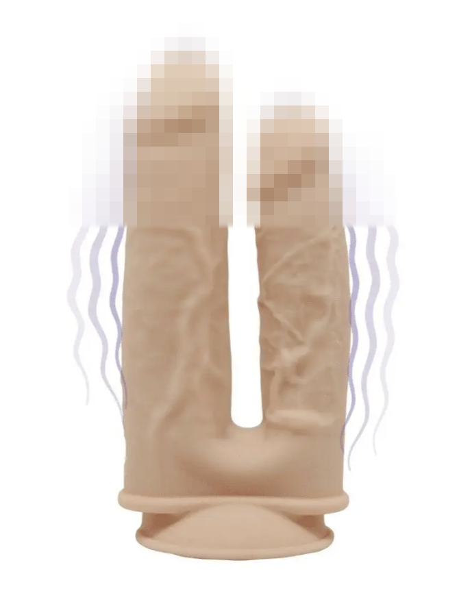 Подвійний вібратор з пультом дистанційного керування LRS SilexD Double Gusto Vibro Flesh (Model 1 size 8" & 7"), 19,5х4,5 см., фото 1