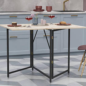 Стіл трансформер книжка Вуді Ferrum-decor 75x130x90 Чорний метал ДСП Дуб Сан-Марино 16 мм (FRD-106748)