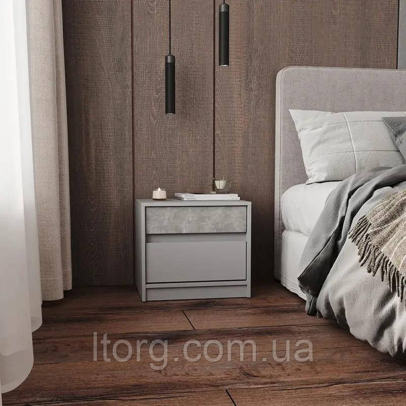 Тумба приліжкова Еверест Стайл-500 50,2х39х44,2 см Кашемір/Бетон (DTM-071155), фото 1