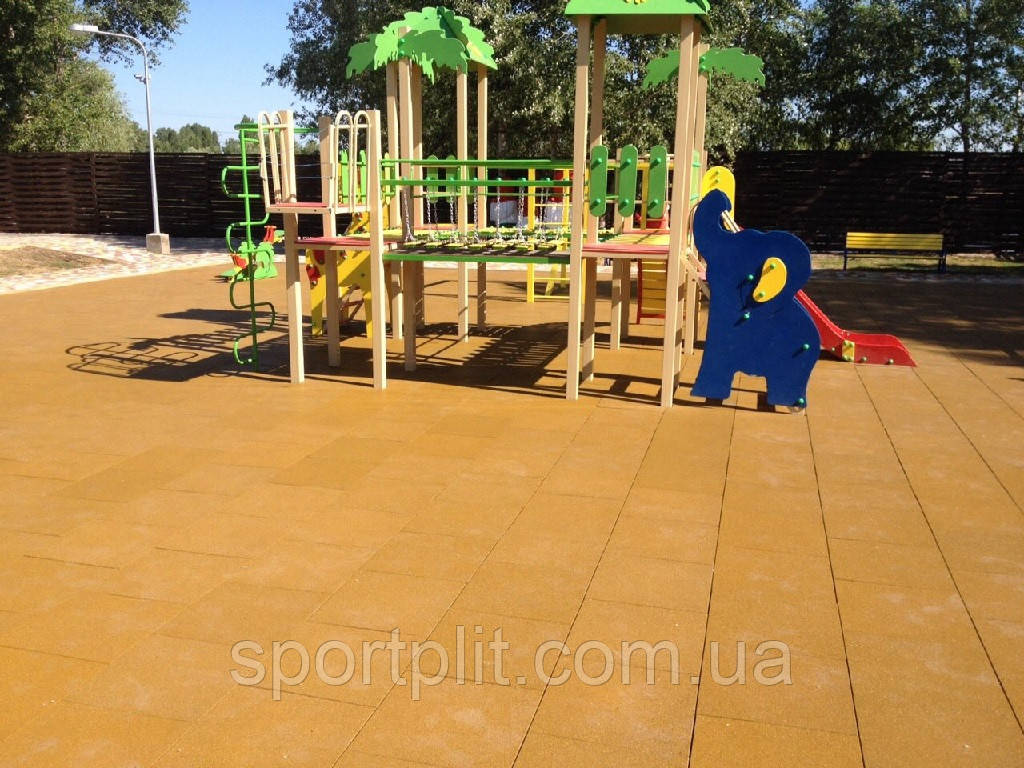 Травмобезпечна гумова плитка для дитячих майданчиків, фото 1