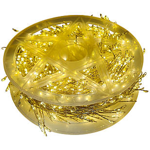 Гірлянда Роса USB 50 метрів 1500 LED з пультом срібний провід, тепле світло, пульт, 8 режимів