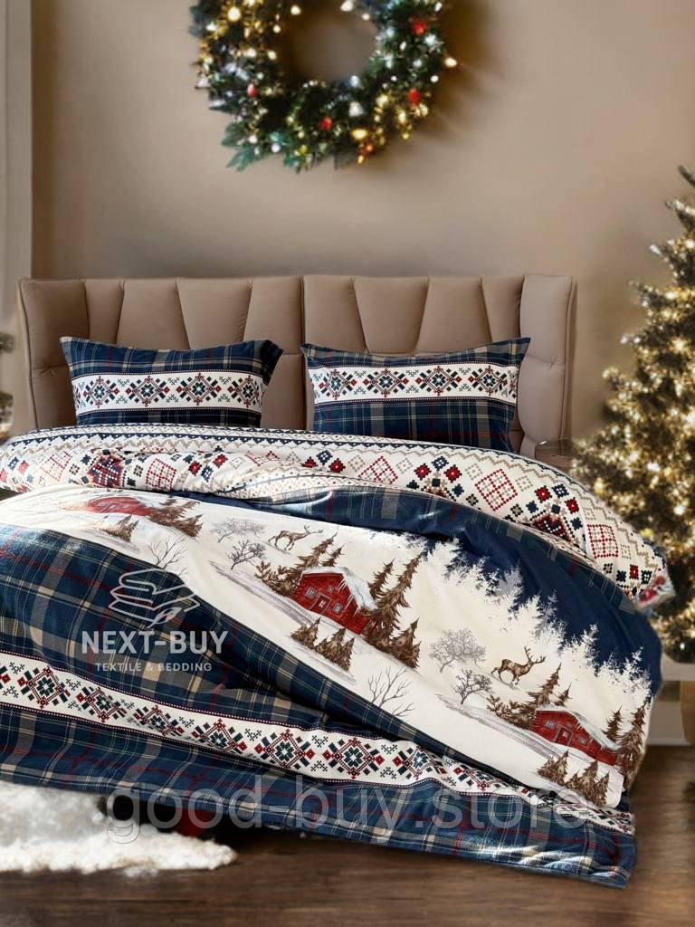 Постільна білизна First Choice фланель Nature navy полуторний 160х220