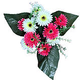 Штучні квіти букет айстри на великих листах, 34см, фото 2