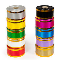 Стрічка для оформлення із двома золотими смужками, 5см/50м   (в уп. 4шт. или 5шт.)