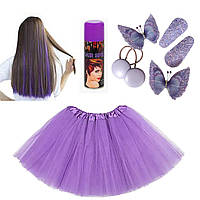 Красивый нарядный костюм для девочки на утренник юбка пачка, комплект заколок,смывающаяся краска для волос