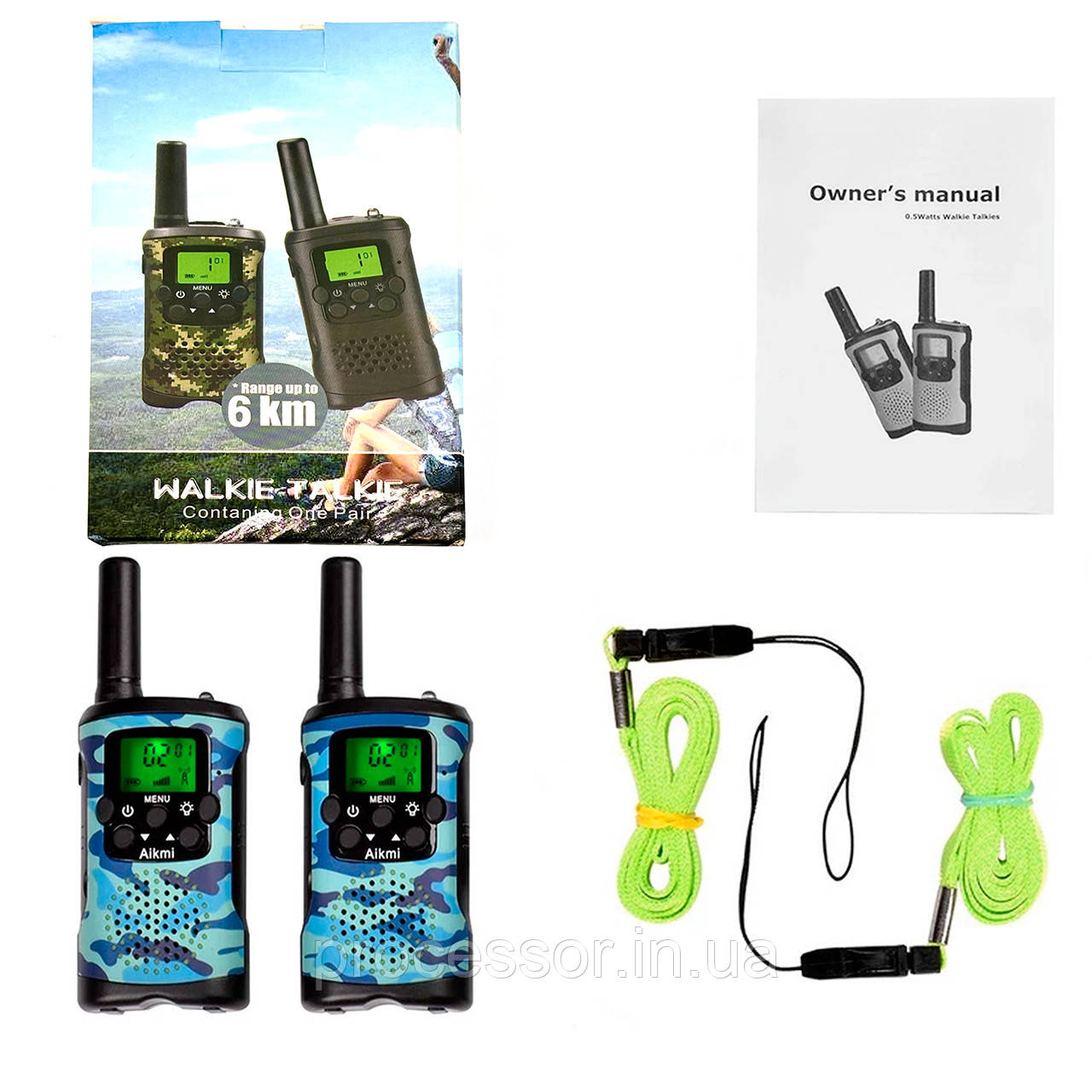 Дитячі рації Aikmi Kids Walkie Talkie 2 шт — синій камуфляж, дальність до 6 км, фото 1