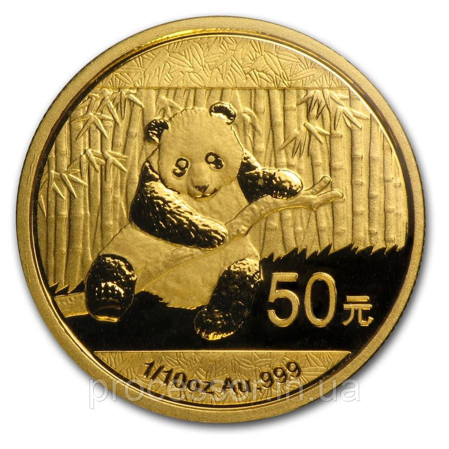 Золота монета 50 юанів Китайська Панда 2014 — 1/10 унції чистого золота, колекційна та інвестиційна монета, фото 1