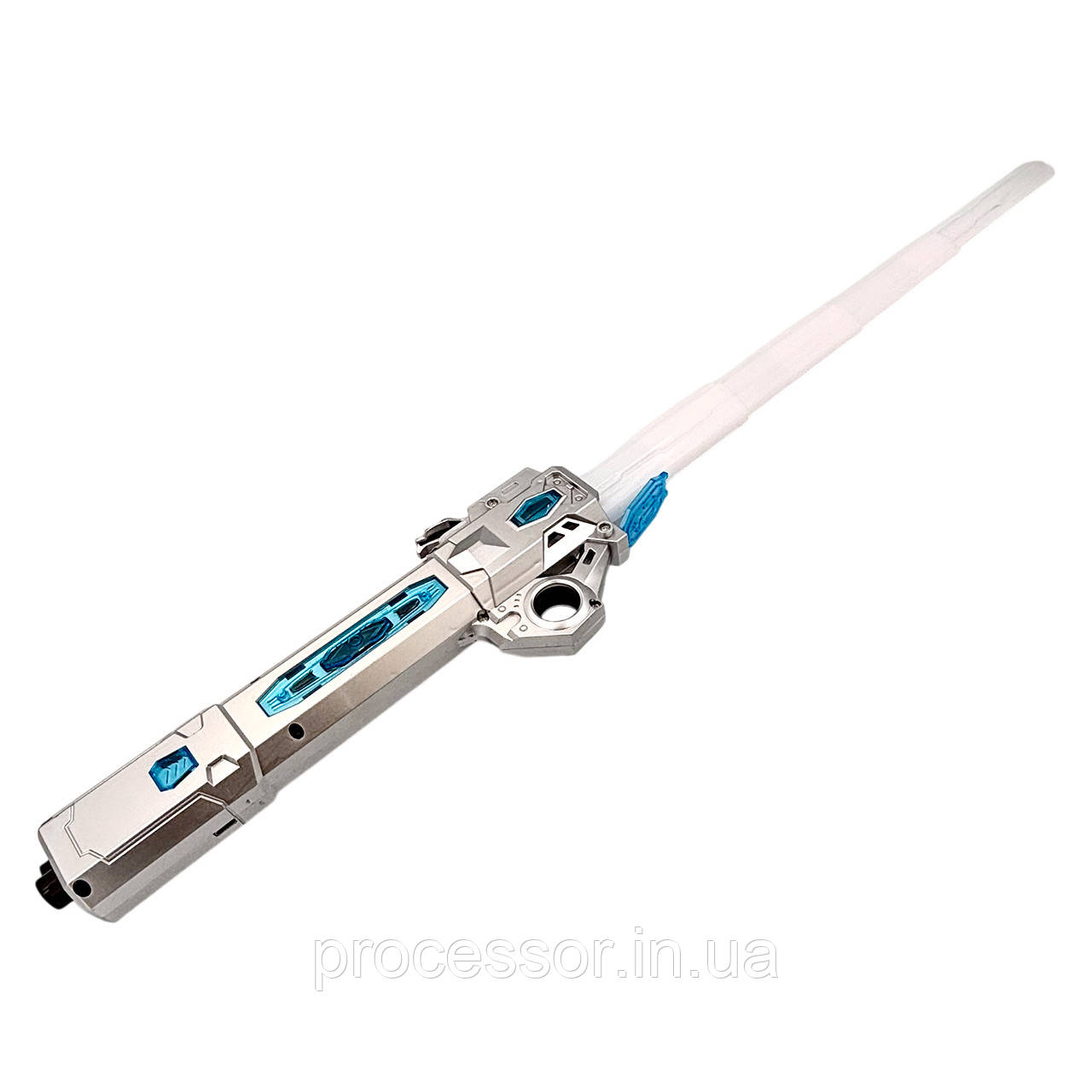 Світловий телескопічний меч BauTech 2-в-1 сріблястий — лазерний меч з підсвіткою, звуком і обертанням, іграшка для ігор та колекці, фото 1