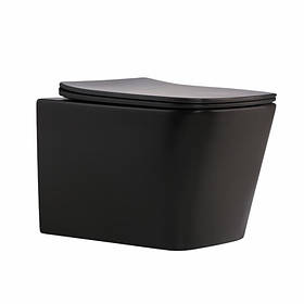 Унітаз підвісний Qtap Tern New Ultra Quiet безобідковий з сидінням Soft-close MATT BLACK QT17332303ASMB