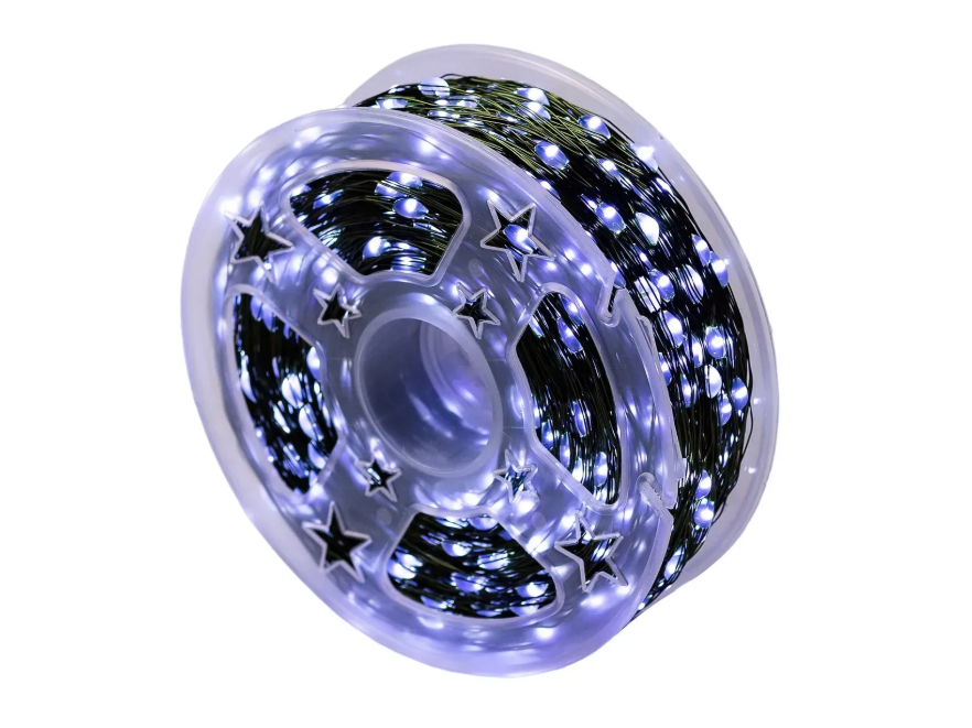 Гірлянда роса на катушки 200м (2000л) на USBс пультом и 8 режимоми на зеленом проводки колір холодний FC25003