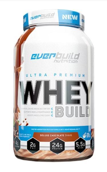 Протеїнн Everbuild Nutrition Ultra Premium Whey Protein Build 908 грам Смак : Полуничне смузі, фото 1