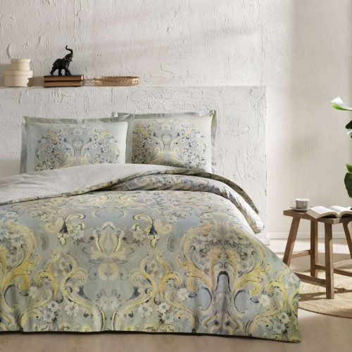 Комплект постільної білизни TAC saten Giselle krem двоспальний — євро