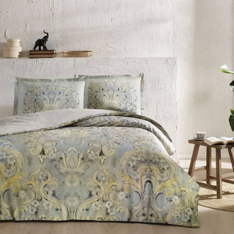 Комплект постільної білизни TAC saten Giselle krem двоспальний — євро, фото 1