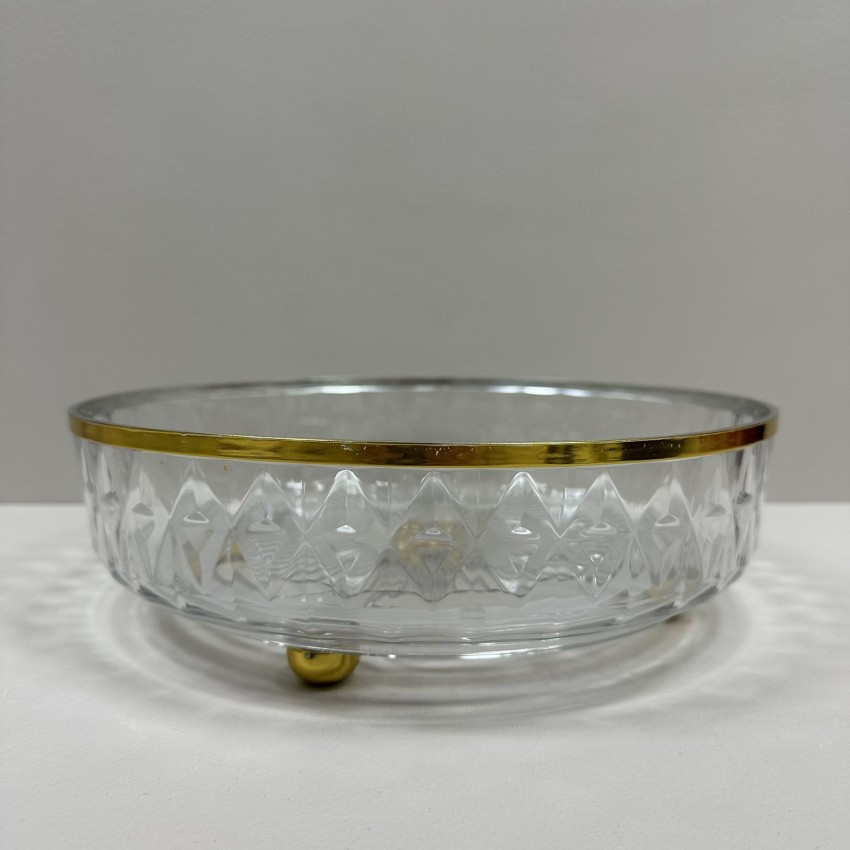 Блюдо-фруктівиця 27,2х8 см LED TWIST CLEAR GOLD поворотне Limited Edition B100076 прозоре з золотим, фото 1