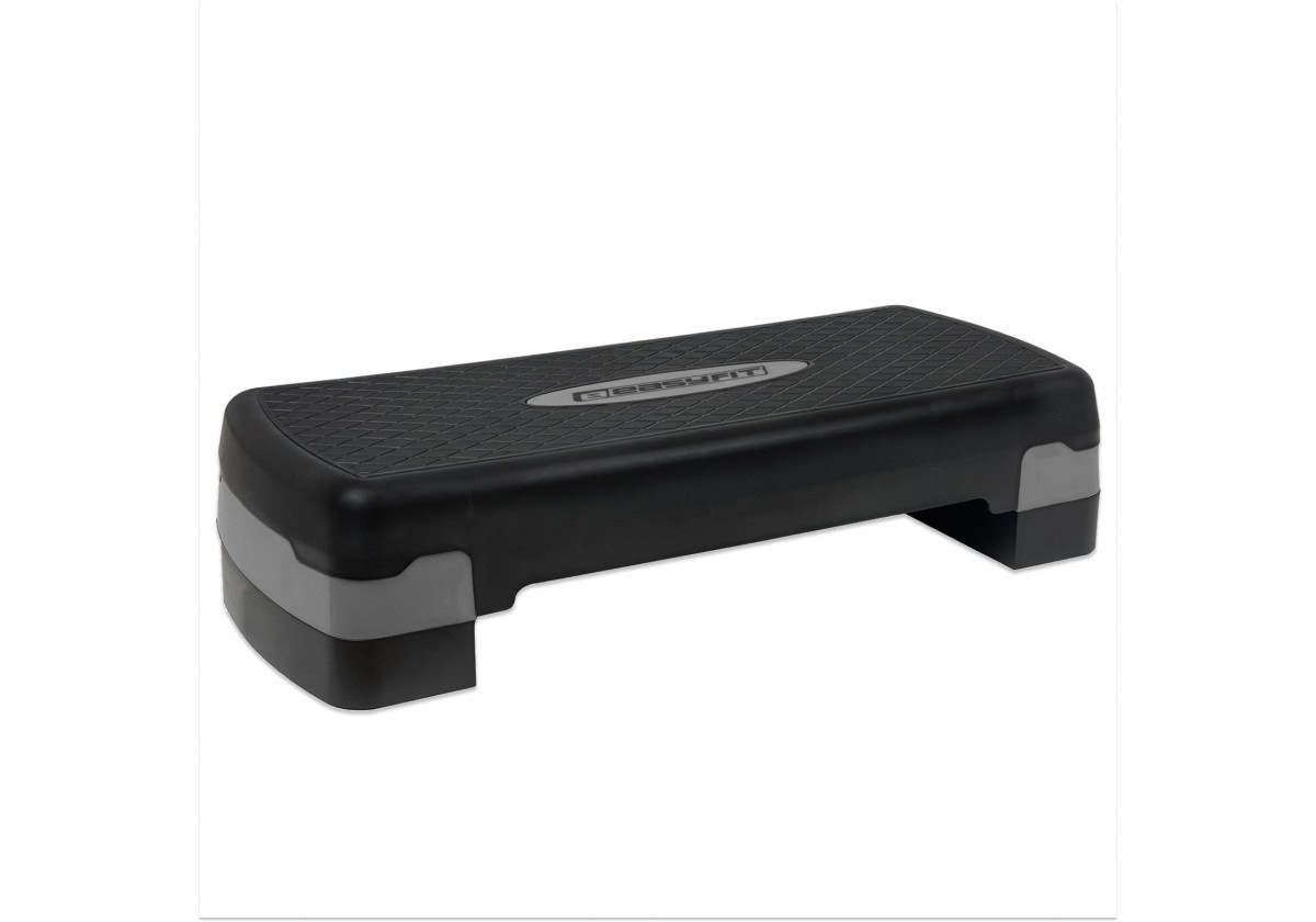 Степ-платформа 2-рівнева EasyFit EF-0540-GY Step-B, 68×28 см, висота 10–15 см, чорно-сіра — для фітнесу та аеробіки, фото 1