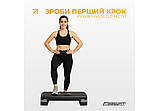 Степ-платформа 2-рівнева EasyFit EF-0540-GY Step-B, 68×28 см, висота 10–15 см, чорно-сіра — для фітнесу та аеробіки, фото 3