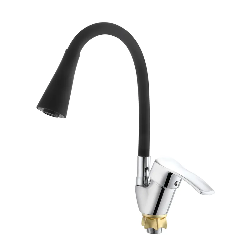 Змішувач для кухні із силіконовим виливом Zerix YUT 279 Reflector Black (колір виливу чорний) (ZX598, фото 1