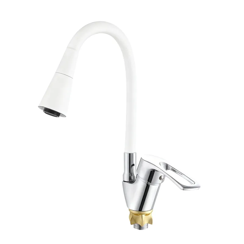 Змішувач для кухні із силіконовим виливом Zerix YUT 181 Reflector White (колір виливу білий) (ZX5985, фото 1