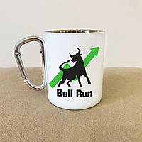 Кружка металлическая с карабином "Bull Run" 300 мл Белая