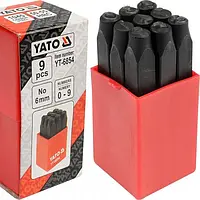 Набір трафаретів цифр тавра цифрові клейма h-6 мм 9 штук YATO YT-6854