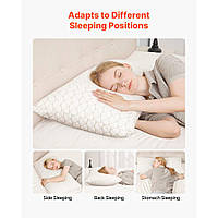 Подушка VEVOR з піни з ефектом пам'яті розміру "queen-size", підтримуюча та регульована подушка для ліжка, включає наволочку з