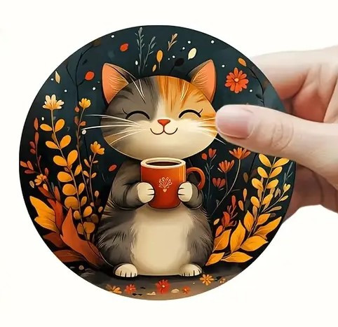 Підставка під чашку Котики з кавою 10 см, фото 1