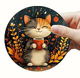 Набір підставка під чашку Котики з кавою 10 см х4 шт, фото 2