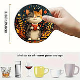 Набір підставка під чашку Котики з кавою 10 см х4 шт, фото 4