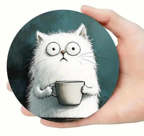 Підставка під чашку Котики з кавою кольорові 10 см, фото 1