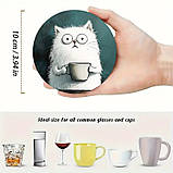 Підставка під чашку Котики з кавою кольорові 10 см, фото 2