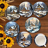 Підставка під чашку Зимові хатки 10 см, фото 2