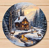 Набір підставка під чашку Зимові хатки 10 см х 4 шт, фото 6