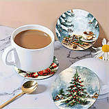 Підставка під чашку Зимові ялинки 10 см, фото 2