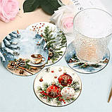 Підставка під чашку Зимові ялинки 10 см, фото 3