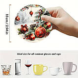 Набір підставка під чашку Зимові ялинки 10 см х 4 шт, фото 5