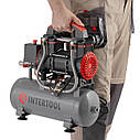 Компресор 9 л, 0.75 кВт, 220 В, 8 aтм, 200 л/хв, 2800 об/хв, безмасляний, 2 циліндра INTERTOOL PT-0015, фото 6
