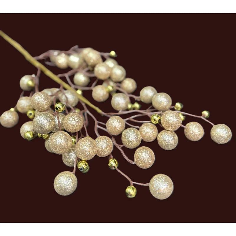 Декоративна гілка 63 см "Казкова" для святкових композицій Шампань, фото 1